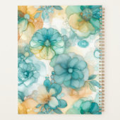 ティール（緑がかった色）及びイエローフローラアルコールインクイラストレーション プランナー手帳 (裏面)