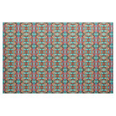 ティール（緑がかった色）及びオレンジ抽象芸術織物 ファブリック (ヤード)