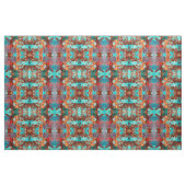 ティール（緑がかった色）及びオレンジ抽象芸術織物 ファブリック (ファットクウォーター)