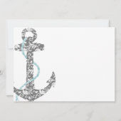 ティール（緑がかった色）及びグレーいかりビーチ結婚式招待状 招待状 (裏面)