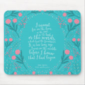 ティール（緑がかった色）及びジェーンピンクの花のAustenの高慢と偏見 マウスパッド (正面)