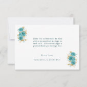 ティール(緑がかった色)及びターコイズバラエレガントサンキューカード サンキューカード (裏面)