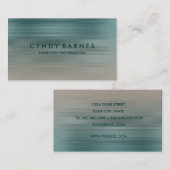 ティール(緑がかった色)及びトープストライプ名刺 名刺 (正面/裏面)