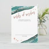 ティール(緑がかった色)及びバラ金ゴールドブライダルシャワーアドバイスカード アドバイスカード (スタンド正面)