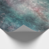 ティール（緑がかった色）及びバラ雲包み紙 ラッピングペーパー (角)