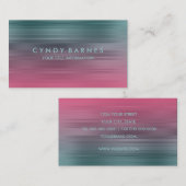 ティール（緑がかった色）及びピンクストライプ名刺 名刺 (正面/裏面)