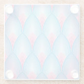 ティール(緑がかった色)及びピンク花びら模様 ガラスコースター (裏面)