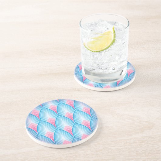 ティール(緑がかった色)及びピンク花びら模様 コースター (側面)