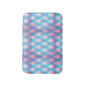 ティール(緑がかった色)及びピンク花びら模様 バスマット (正面縦)