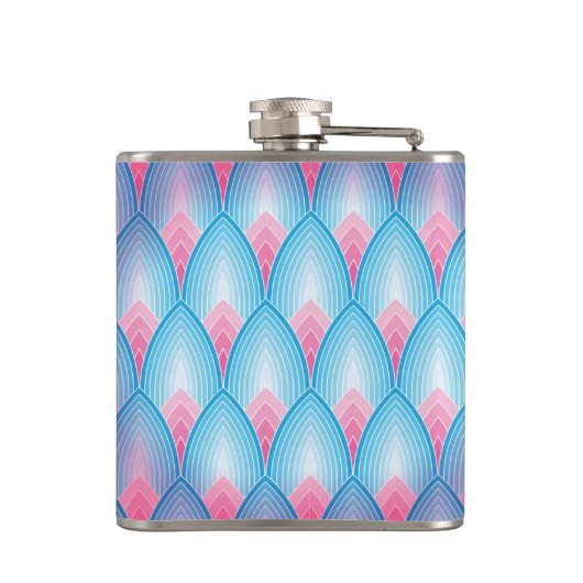 ティール(緑がかった色)及びピンク花びら模様 フラスク (裏面)