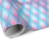 ティール(緑がかった色)及びピンク花弁パターン ラッピングペーパー (ロールコーナー)