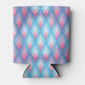 ティール（緑がかった色）及びピンク花弁パターン 缶クーラー (正面)