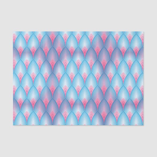 ティール（緑がかった色）及びピンク花弁パターン 薄葉紙 (正面)