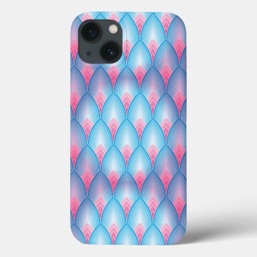 ティール(緑がかった色)及びピンク花弁パターン Case-Mate iPhoneケース (裏面)