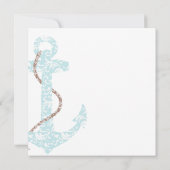 ティール（緑がかった色）及びブラウンいかりビーチ結婚式招待状 招待状 (裏面)