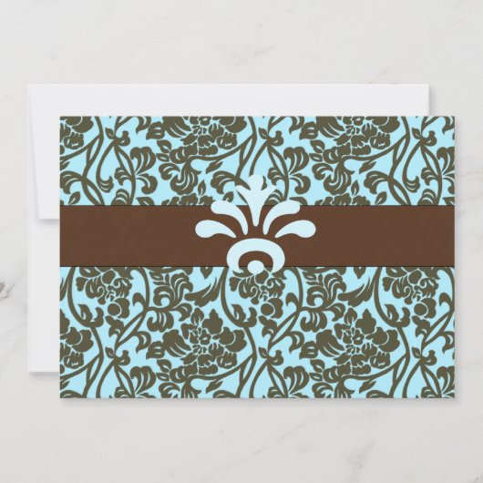 ティール(緑がかった色)及びブラウンのブロケードのブライダルシャワーの招待状 招待状 (正面)