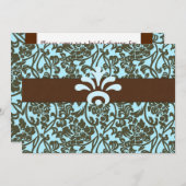 ティール(緑がかった色)及びブラウンのブロケードのブライダルシャワーの招待状 招待状 (正面/裏面)
