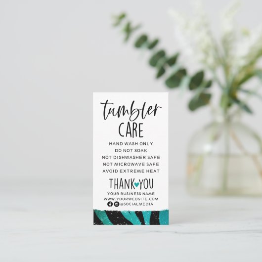 ティール(緑がかった色)及びブラックタンブラー気に名刺 名刺 (スタンド正面)