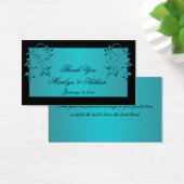 ティール(緑がかった色)及びブラックフローラ結婚式の引き出物ラベル (デスク)