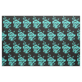 ティール（緑がかった色）及びブラック混紡綿織物 ファブリック (ファットクウォーター)