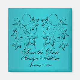 ティール(緑がかった色)及びブラック結婚式の引き出物磁石 マグネット