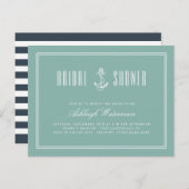 ティール(緑がかった色)及び濃紺の航海のないかりのブライダルシャワー インビテーションポストカード (正面/裏面)