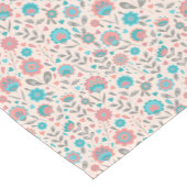 ティール(緑がかった色)及び珊瑚の民芸の花柄パターン ショートテーブルランナー (コーナー)