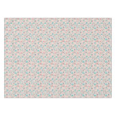 ティール（緑がかった色）及び珊瑚の民芸の花柄パターン テーブルクロス (正面(横))