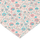 ティール（緑がかった色）及び珊瑚の民芸の花柄パターン テーブルクロス (アングル)