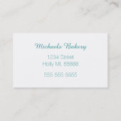 ティール(緑がかった色)及び白いベーカリー 名刺 (裏面)