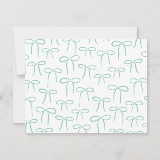 ティール（緑がかった色）及び白シンプル弓の個人文具 ノートカード (裏面)