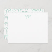 ティール（緑がかった色）及び白シンプル弓の個人文具 ノートカード (正面/裏面)