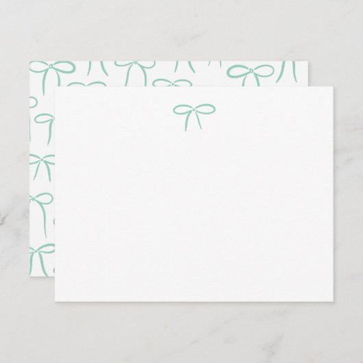 ティール（緑がかった色）及び白シンプル弓の個人文具 ノートカード (正面/裏面)