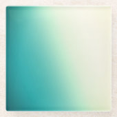 ティール（緑がかった色）及び白色勾配ガラスコースター ガラスコースター (正面)