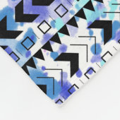 ティール（緑がかった色）及び紫色の水彩画の種族のパターン（の模様が）あるな象 フリースブランケット (角)