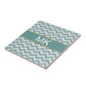 ティール(緑がかった色)及び結晶ジグザグパターン タイル (側面)