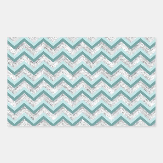 ティール(緑がかった色)及び結晶ジグザグパターン 長方形シール (正面)