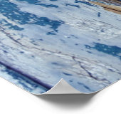 ティール（緑がかった色）及び茶色の木板 ポスター (角)