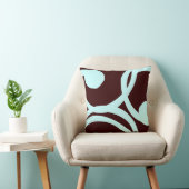 ティール(緑がかった色)及び茶色抽象芸術型枕 クッション (椅子)