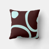 ティール(緑がかった色)及び茶色抽象芸術型枕 クッション (裏面)