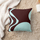 ティール（緑がかった色）及び茶色抽象芸術型枕 クッション (ブランケット)