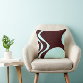 ティール（緑がかった色）及び茶色抽象芸術型枕 クッション (椅子)