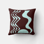 ティール（緑がかった色）及び茶色抽象芸術型枕 クッション (裏面)