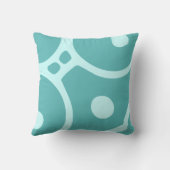 ティール（緑がかった色）及び茶色抽象芸術型枕 クッション (裏面)