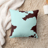 ティール（緑がかった色）及び茶色抽象芸術型枕 クッション (ブランケット)