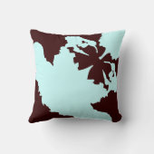 ティール（緑がかった色）及び茶色抽象芸術型枕 クッション (裏面)