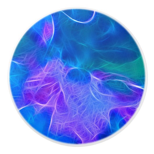 ティール（緑がかった色）及び藤色はフラクタルの芸術を抽出します セラミックノブ (正面)