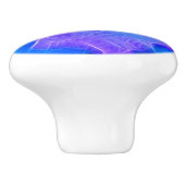 ティール（緑がかった色）及び藤色はフラクタルの芸術を抽出します セラミックノブ (側面)