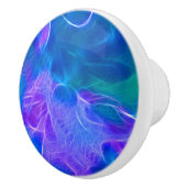 ティール（緑がかった色）及び藤色はフラクタルの芸術を抽出します セラミックノブ (右)