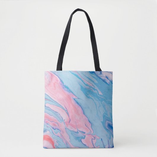ティール(緑がかった色)及び赤色流体抽象芸術絵画類 トートバッグ (正面)